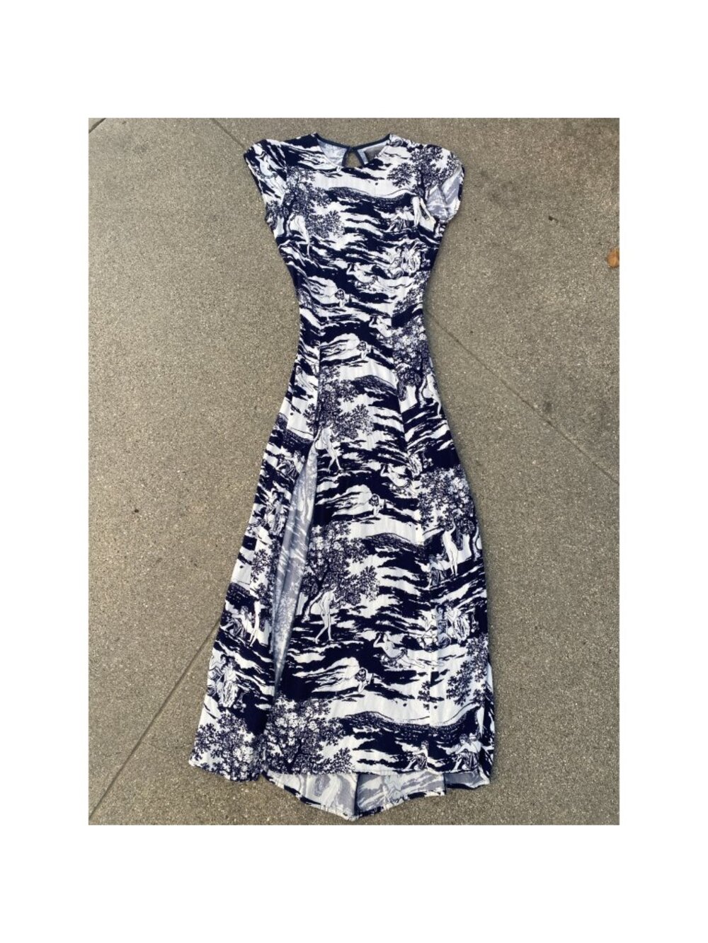 Reformation Gavin Naked Lunch Midi Dress Blue White